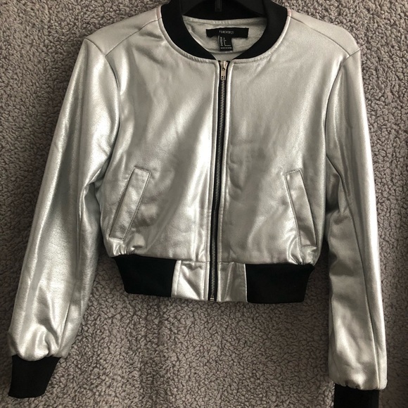 Forever 21 - Silver Metallic Jacket - Size Small - Picture 1 of 4